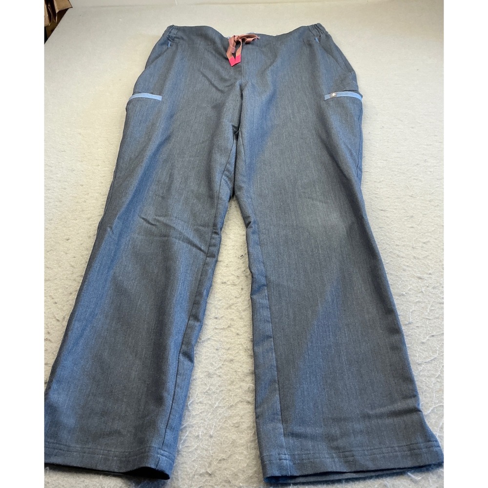 FIGS Scrub Pants Heather Blue Cargo Pocket Elastic Waist Medical Professional L